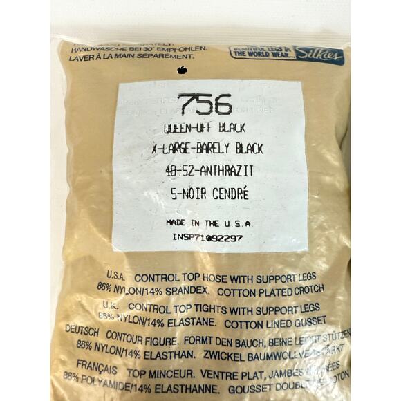 Silkies Set of 2 Panty Hose White and Black Ladies Queen XL New In Pack USA Made - Picture 2 of 5